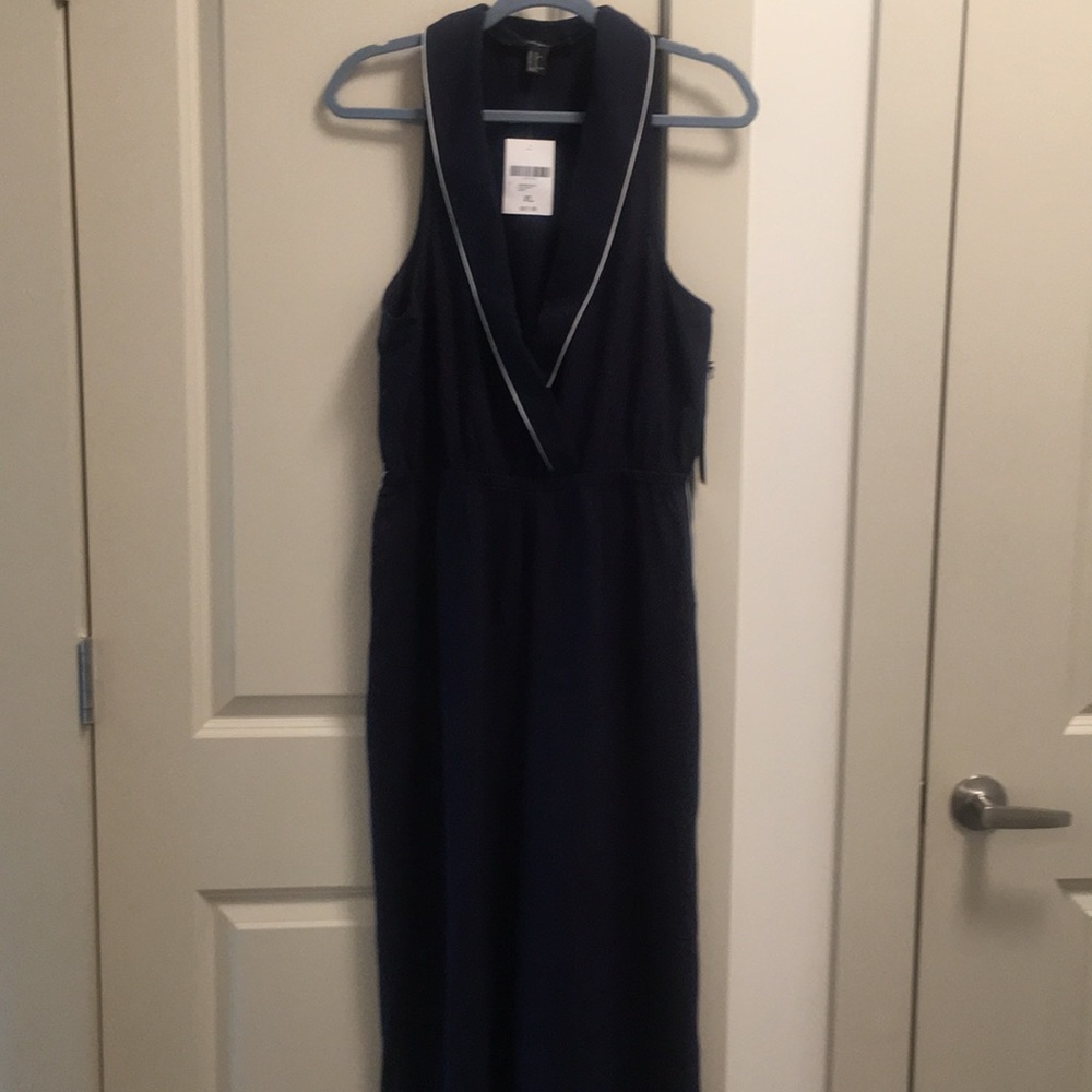 Navy w/ white piping jumpsuit/romper